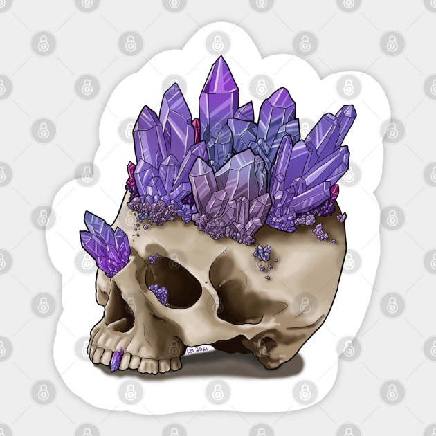 Amethyst Skull Sticker by KMogenArt